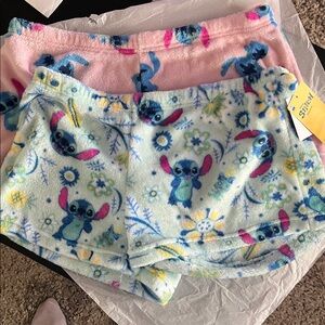 Disney lili and Stitch Patterned Fleece Shorts Set - two pack